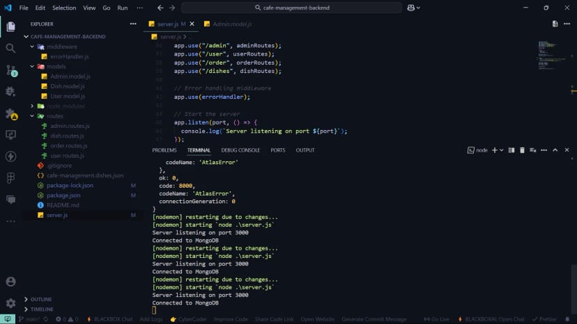 Cafe Management RESTful API